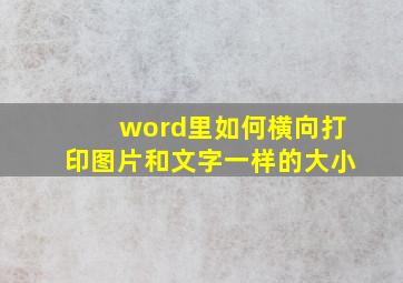 word里如何横向打印图片和文字一样的大小