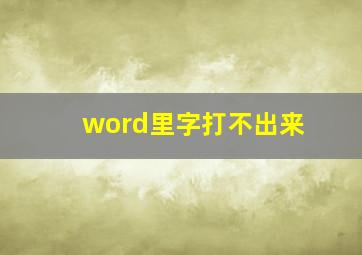 word里字打不出来