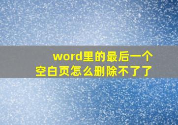 word里的最后一个空白页怎么删除不了了