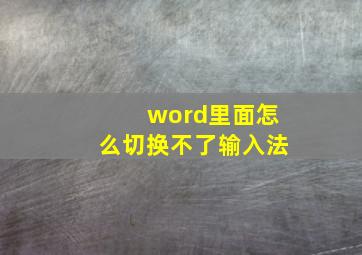 word里面怎么切换不了输入法