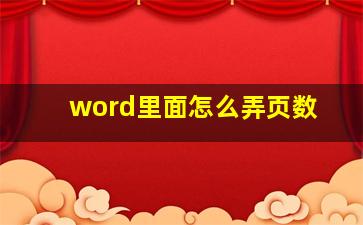 word里面怎么弄页数