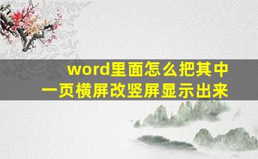 word里面怎么把其中一页横屏改竖屏显示出来