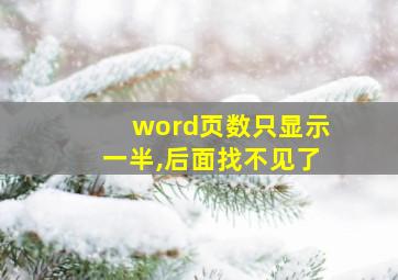 word页数只显示一半,后面找不见了