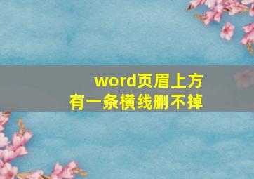 word页眉上方有一条横线删不掉