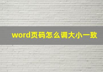 word页码怎么调大小一致