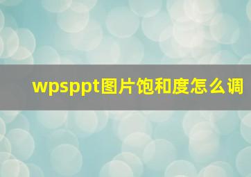 wpsppt图片饱和度怎么调