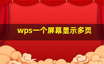 wps一个屏幕显示多页