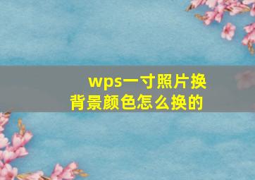 wps一寸照片换背景颜色怎么换的