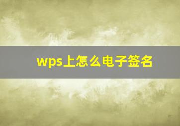 wps上怎么电子签名