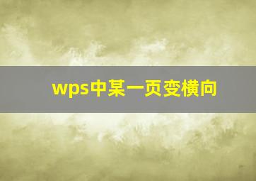 wps中某一页变横向