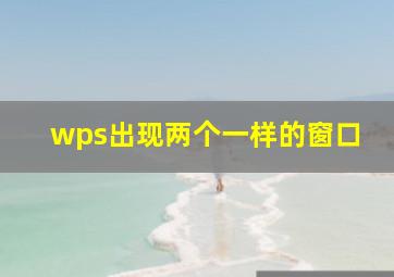 wps出现两个一样的窗口