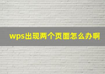 wps出现两个页面怎么办啊