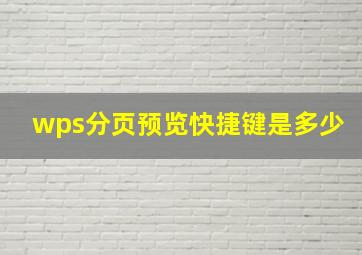 wps分页预览快捷键是多少