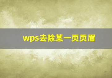 wps去除某一页页眉