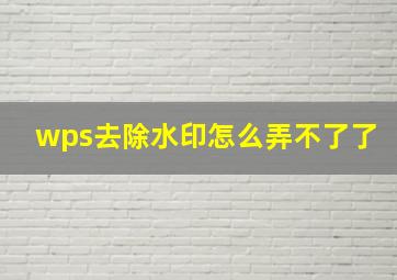 wps去除水印怎么弄不了了