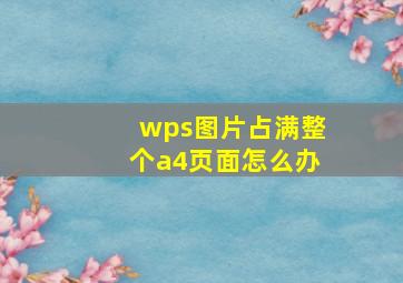 wps图片占满整个a4页面怎么办