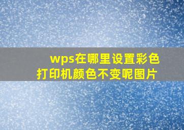 wps在哪里设置彩色打印机颜色不变呢图片