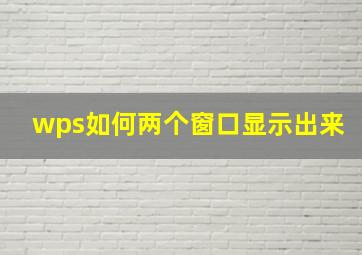 wps如何两个窗口显示出来