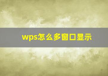 wps怎么多窗口显示