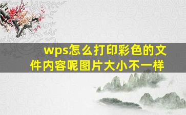 wps怎么打印彩色的文件内容呢图片大小不一样