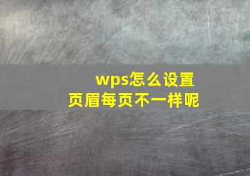 wps怎么设置页眉每页不一样呢