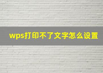 wps打印不了文字怎么设置