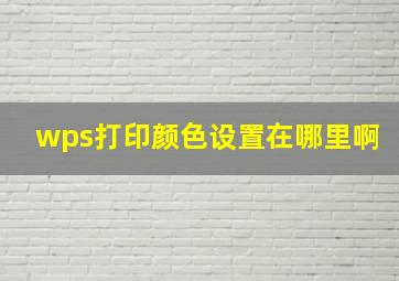 wps打印颜色设置在哪里啊