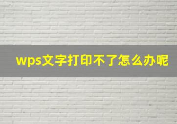 wps文字打印不了怎么办呢