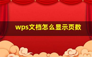 wps文档怎么显示页数