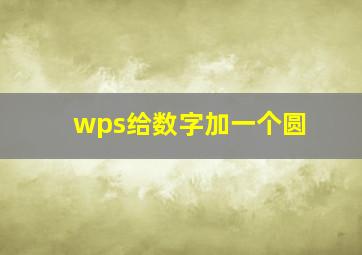 wps给数字加一个圆