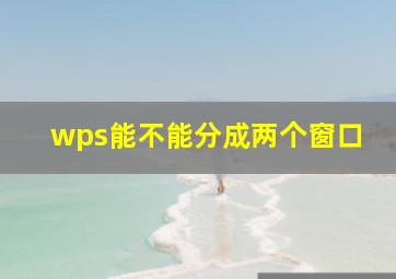 wps能不能分成两个窗口