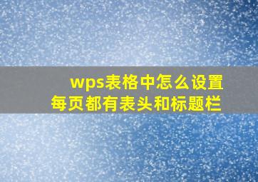 wps表格中怎么设置每页都有表头和标题栏