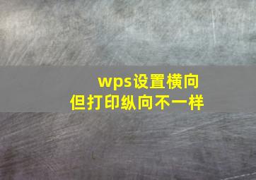 wps设置横向但打印纵向不一样