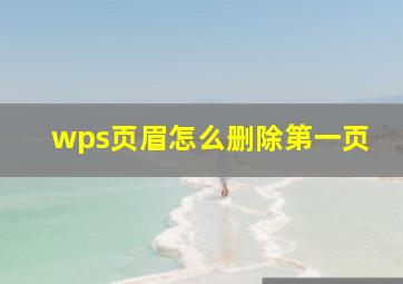 wps页眉怎么删除第一页