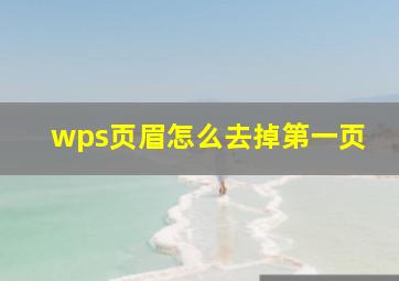 wps页眉怎么去掉第一页