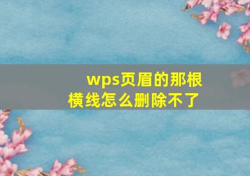 wps页眉的那根横线怎么删除不了