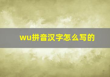 wu拼音汉字怎么写的