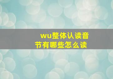 wu整体认读音节有哪些怎么读