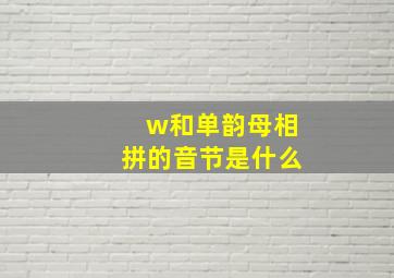 w和单韵母相拼的音节是什么