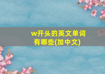 w开头的英文单词有哪些(加中文)