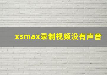 xsmax录制视频没有声音