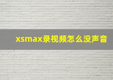 xsmax录视频怎么没声音