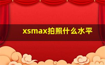 xsmax拍照什么水平