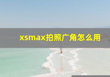 xsmax拍照广角怎么用