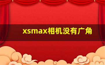 xsmax相机没有广角