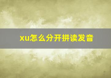 xu怎么分开拼读发音