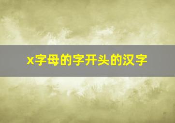 x字母的字开头的汉字