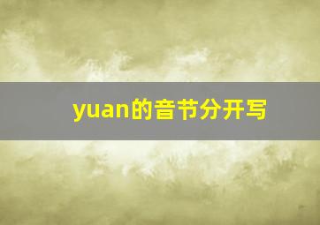 yuan的音节分开写