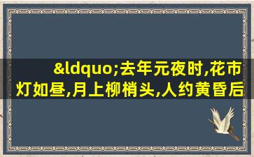 “去年元夜时,花市灯如昼,月上柳梢头,人约黄昏后”