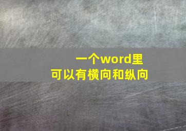 一个word里可以有横向和纵向